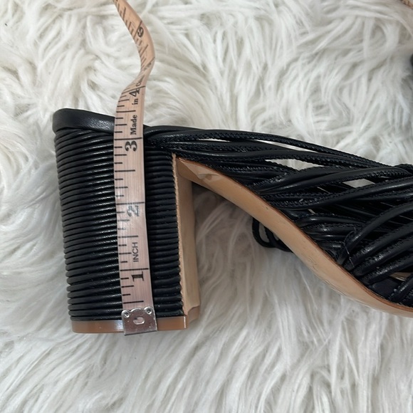 Rachel Zoe Black Odessa Block Heel Leather Strappy Mule Size 9.5 - Picture 13 of 13